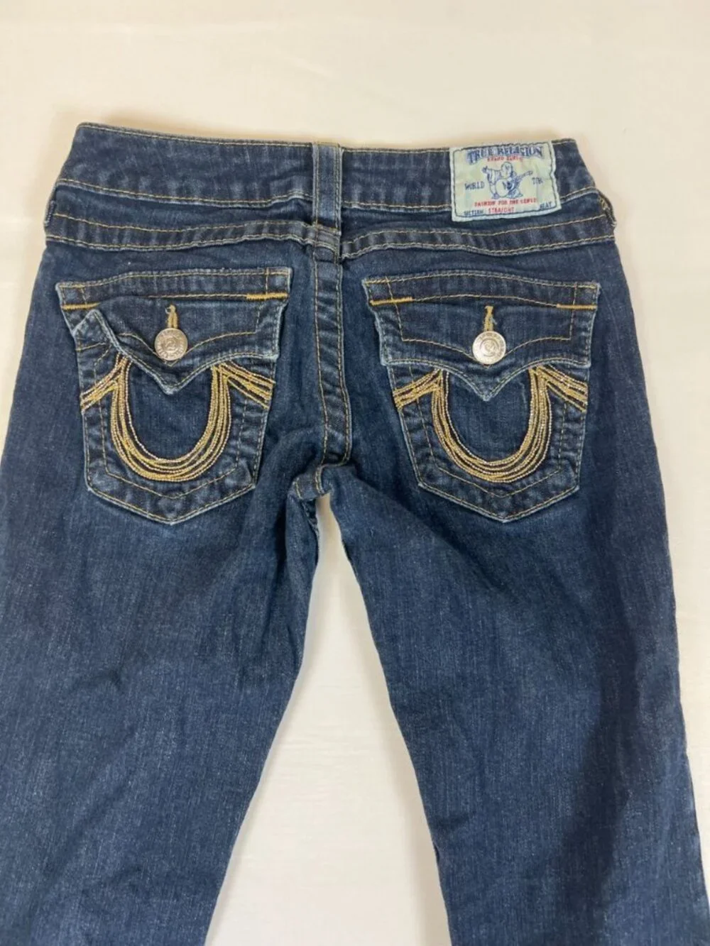 Vintage True Religion Women’s Size 25 Straight Leg Jeans Dark Wash Made in USA - Picture 6 of 10